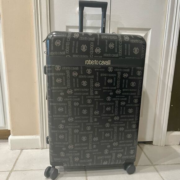 ROBERTO CAVALLI TRAVEL LUGGAGE ROLLING SUITCASE 28' VERSATILE SOPHISTICATED - Picture 1 of 12